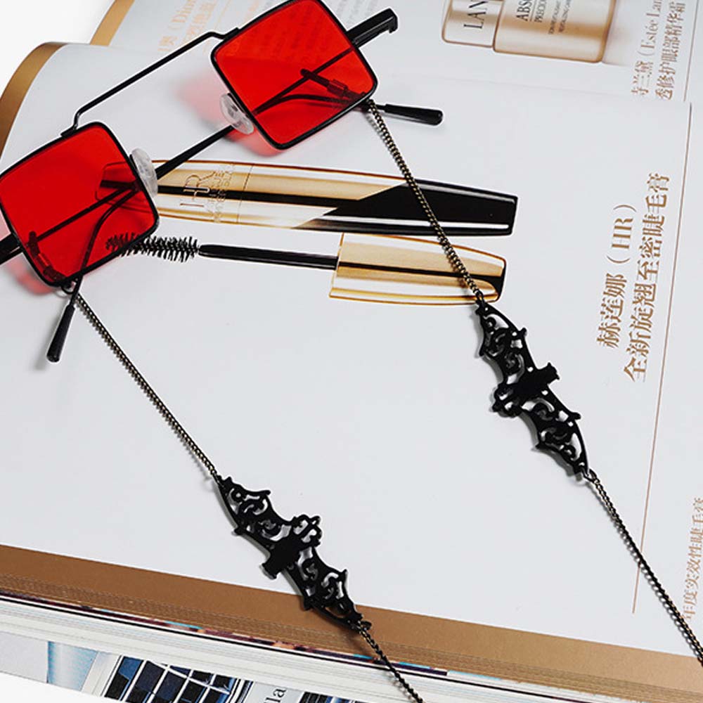 Mask Chain Holder - 紛失防止トレンドレトロ中空ブラックバット銅製ホルダーコードガラスチェーンマスクランヤードサングラスストラップ