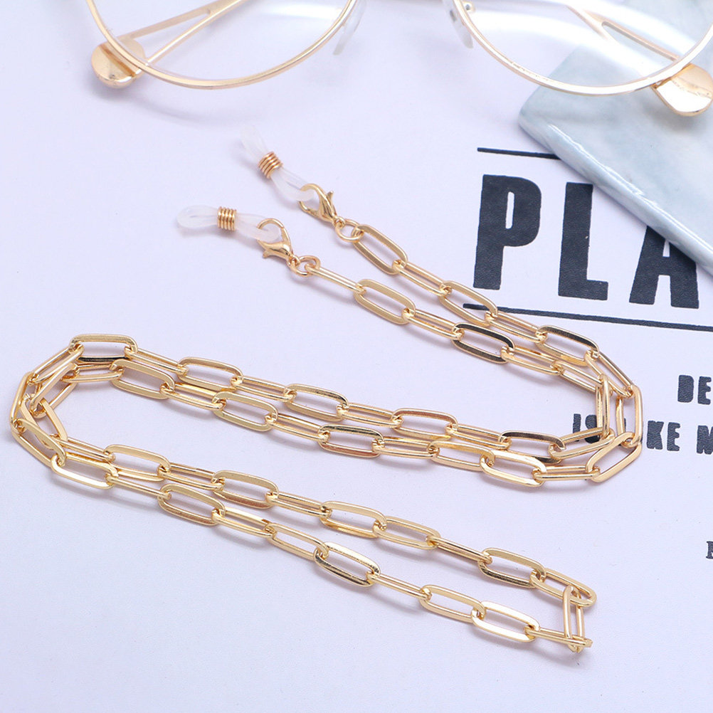 Mask Chain Holder - ゴールドのクリップ付きメガネチェーン、フェイスマスク用ストラップ、紛失防止機能付き、屋外・屋内での使用に最適。